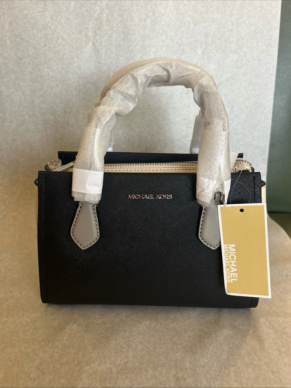 Michael Kors Marilyn Black and Cream Leather Satchel